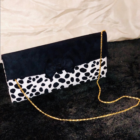 Suede Animal Print Bow Purse / Clutch - Picture 2 of 4